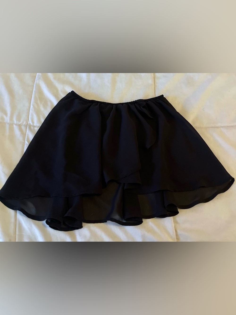 Bloch Girls Black Mock Wrap Mesh Ballet Dance Skirt Barre kids size 8-10